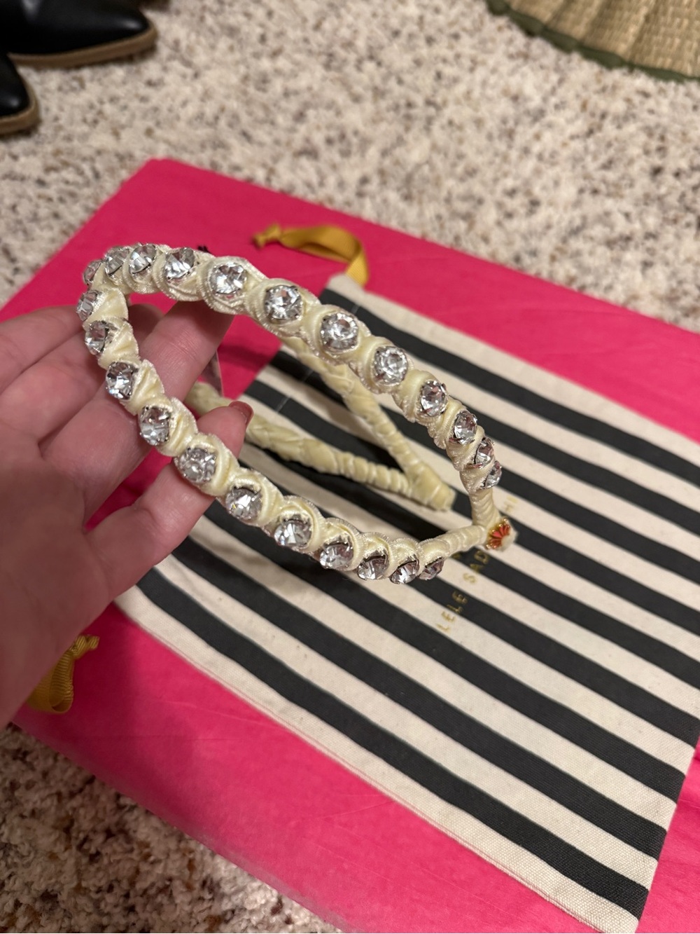 Lele Sadoughi Crystal Crossover Headband - Ivory - Picture 12 of 12